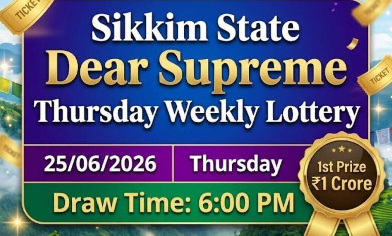 Sikkim Dear Lottery Result today (25/06/2026): Check Rs 1 crore prize and other winning numbers for Dear Supreme Thursday lottery