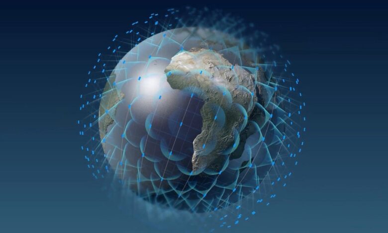 Scientists say Earth's growing web of satellites is vulnerable to meteor storms. (OneWeb Illustration)