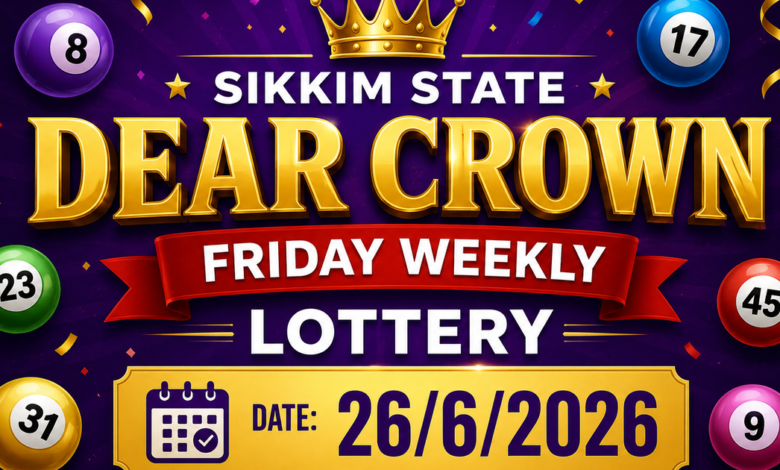 Sikkim State Dear Crown Friday Weekly Lottery result declared (26-06-2026): Check winning numbers and prize details