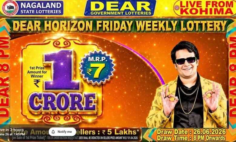 Nagaland State Lottery Result Today, June 26, 2026: Dear Horizon Friday Night 8 PM Draw Winners List, Live Updates