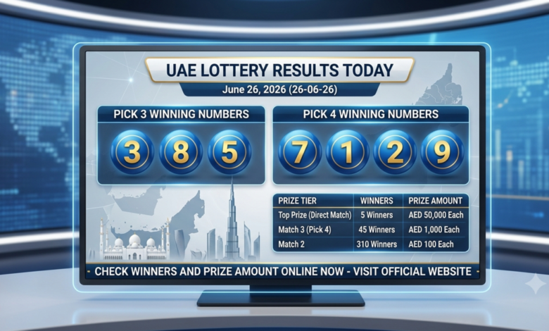 UAE Lottery Results Today, June 26 (26-06-26): Pick 3 and Pick 4 winning numbers announced, check winners and prize amount