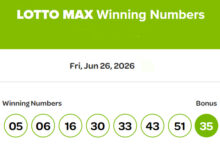 lotto max, june 26, 2026, winning niumbers