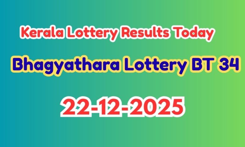 Kerala Lottery Result Today 22-12-2025: Bhagyathara Lottery BT 34 Results Announced; Check Winning Numbers