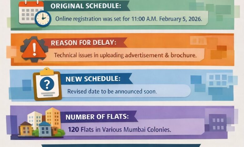 MHADA Delays Mumbai Flat Registration: Online Booking for 120 Flats Postponed Due to Website Issues