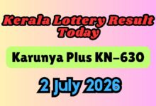 Kerala Lottery Result Today 02/07/2026: Karunya Plus KN-630 Results Announced; Check 1st Prize Winner List
