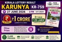 Kerala Lottery Result Karunya KR-759 (27 June 2026): Check winning numbers for the Rs 1 crore jackpot, Rs 25 lakh prize, other winners and the claim process