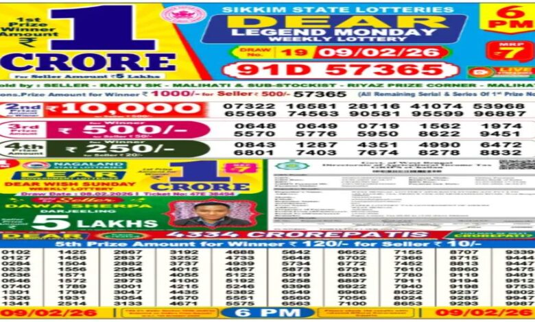 Nagaland Sambad Lottery Result Today, 9-2-2026: 6 PM Dear Monday Weekly Lucky Draw Winners List For 1 Crore