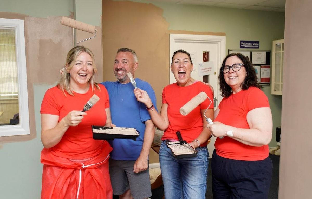 National Lottery winners Faye Stevenson-Davies, Richard Davies, Tina Burgess and Karen Maddock are giving South Powys Mind a little TLC