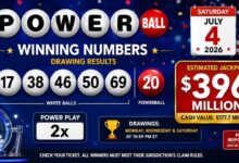 Powerball winning numbers for Saturday, July 4, 2026: Winning numbers, Powerball, Power Play and $396 million jackpot