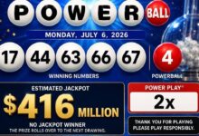 Powerball winning numbers for Monday, July 6, 2026: Who won the $416 million jackpot
