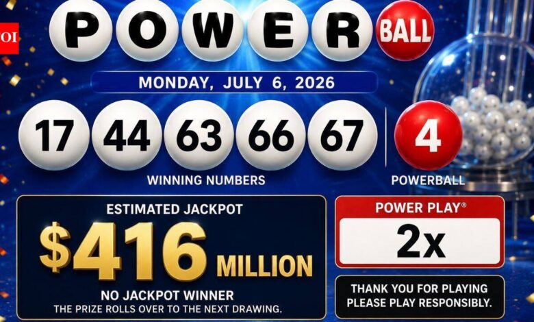 Powerball winning numbers for Monday, July 6, 2026: Who won the $416 million jackpot