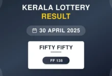 Fifty Fifty Lottery Result On April 30, 2025 | Fifty Fifty FF-138 Live Kerala Lottery Results Declared: First Price, Full Winning Numbers
