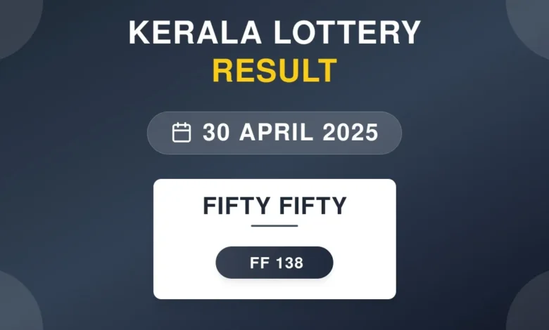 Fifty Fifty Lottery Result On April 30, 2025 | Fifty Fifty FF-138 Live Kerala Lottery Results Declared: First Price, Full Winning Numbers
