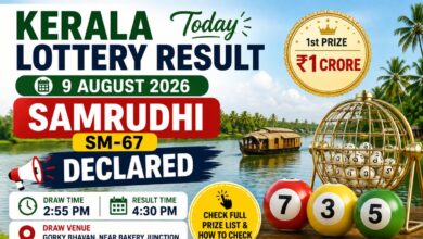 Kerala Lottery Result Today 09-08-2026: Samrudhi SM-67 Results DECLARED: Check Full Prize List & How to Check