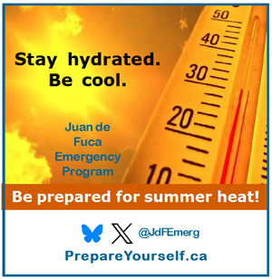 summer heat, stay hydrated, stay cool, Juan de Fuca Emergency Program
