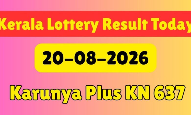 Kerala Lottery Result Today LIVE 20/08/2026: Karunya Plus KN 637 Result At 3PM Today; Check Winners List