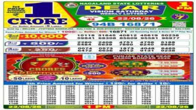 Nagaland Lottery Result Today, 22-8-2026 LIVE: Sambad Dear 1PM Sunday Weekly Lucky Draw for Rs 1 Crore Prize