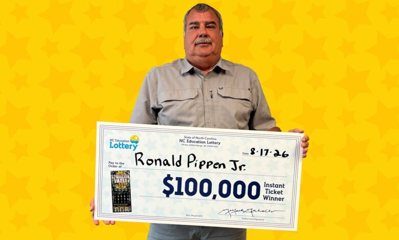 North Carolina man wins $100,000 lottery prize