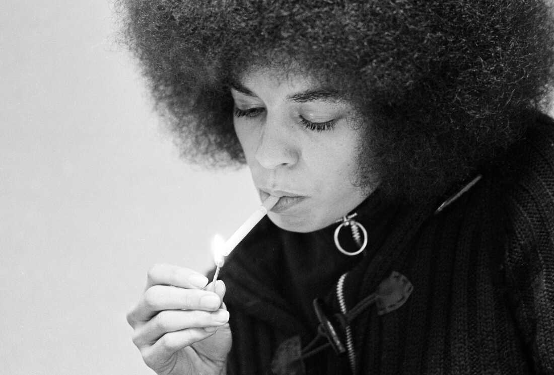 Professor and activist Angela Davis during an interview with AP reporters at the Santa Clara County jail at Palo Alto, Calif. on Dec. 27, 1971. At the time, Davis was on trial for conspiracy for murder charges, which she was acquitted of in