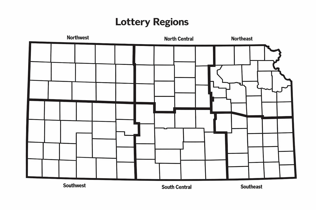 Map of the Kansas Lottery’s regions.